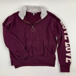 Inspired Hearts Womens Jacket Long Sleeve Half Zip Purple Small